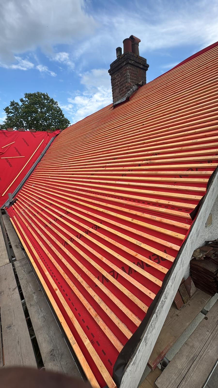Roof membrane and battens — work in progress